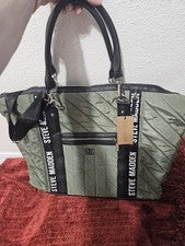 STEVE MADDEN, BOLSO MUJER NUEVO VERDE OLIVA ACOLCHADO NOCHE/GIMNASIO, 2 TIPOS CORREAS