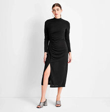 Vestido para mujer Future Collective manga larga cuello falso abertura lateral acanalada pequeño