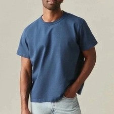 NUEVA Camiseta American Giant Everest Para Hombre Pequeña Azul Peso Pesado Algodón Crew EE. UU.