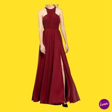 Vestido para mujer APART FASHION de gasa con cuello halter, rojo burdeos, Reino Unido 10 | UE 36