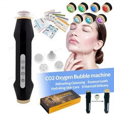 Máquina de belleza facial SPA CO2 burbuja oxígeno gel piel exfoliantes brillantes vainas kit-