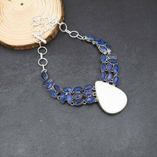 Scolecita Burmise Zafiro Piedras Preciosas 925 Plata Esterlina Joyería...