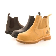 Groundwork GR20 Cuero Genuino Puntera de Acero Zapatos de Trabajo de Seguridad Botas Chelsea