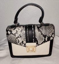 Bolso de mano/cartera bandolera Aldo para mujer blanco y negro con estampado de piel de serpiente asa superior