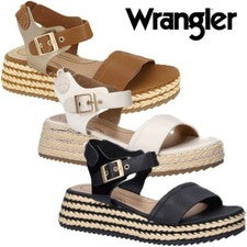 Sandalias Wrangler para mujer con hebilla de cuña blancas negras marrones correa 3-8 Kim WL21630A