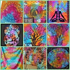 Tie Dye Indio Multicolor Tapiz Colgante de Pared Hippie Cama Tiro Boho Cubierta Reino Unido