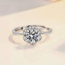 Anillo ajustable de plata esterlina 925 con flores de cristal para mujer joyería regalo Reino Unido