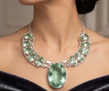 Collar Amatista Verde Plata de Ley 925 Mujer Joyería de Tendencia S-18"