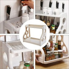 Estante de almacenamiento de utensilios de cocina de doble capa de 1 pieza (beige)