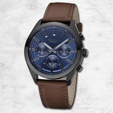Regent Reloj De Cuero Para Hombre Con Correa De Cuero Marrón Oscuro URBA767