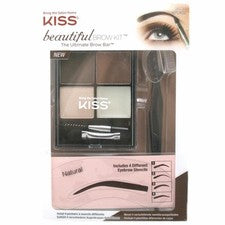 KISS Hermoso Kit de Cejas con Plantillas de Cejas Naturales Peine de Afeitar y Paleta de 4 Col
