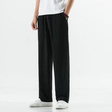 Pantalones rectos transpirables para hombre Pantalones con cordón Estilo chino Pantalones largos finos