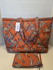 Bolso de Mano Vera Bradley Outlet Manor Paisley Ultraligero Este Oeste y Muñequera Teléfono