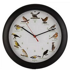 Reloj de Pared Voz de Pájaro con 12 Auténticos Cantos de Pájaros ¡Aves Nativas! Negro