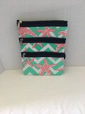 Mujer Bandolera Estrella de Mar Estampado Chevron Cartera Bolso Turquesa Rosa Salmón