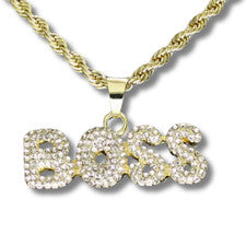 Colgante Jefe Circonita Helada Chapado en Oro 14k o Plata 24" Cuerda Collar Hip Hop Joyería