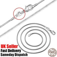 Collar de cadena de serpiente chapado en plata 925 estampado 1 mm 2 mm 3 mm envío al Reino Unido