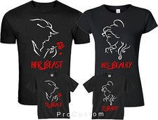 Camiseta de la Bella o la Bestia a juego divertidas camisetas familiares lindas