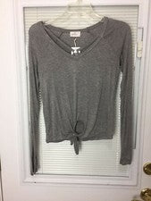 Camisa Glitz Para Mujer Gris Delgada Jersey Estilo Suave Elástica Tela Talla S - Atada Nueva con Etiquetas