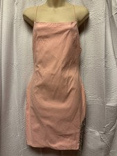 Mini vestido rosa con tiras Fasion Nova para mujer talla L flecos brillantes elástico cómodo