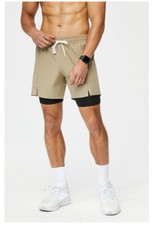 Pantalones cortos deportivos informales de dos piezas para hombre de moda de secado rápido para correr pantalones de fit
