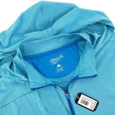 Sudadera con Capucha Híbrida Johnnie-O Performance Para Hombre XL Azul Rayas Cuarto Cremallera UPF 50 NUEVA