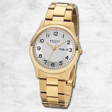 Regent Metal Reloj de los Hombres Pulsera Cuarzo Oro Pulsera de Metal URF1277