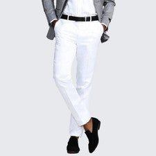 Pantalones BASSIRI Para Hombre Talla 36 Blanco Estilo P130 Poliéster Formal Cintura Ajustable