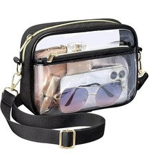 Bolso Bandolera Transparente - Aprobado por Estadio Conciertos - Acolchado Borde Ajustable Correa