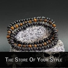 Armband Perlenarmband Tigerauge Achat Lavastein Kugeln 6 mm Damen Herren Unisex
