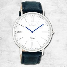 Oozoo Reloj De Pulsera Unisex Vintage Analógico De Cuero Azul UOC7343A