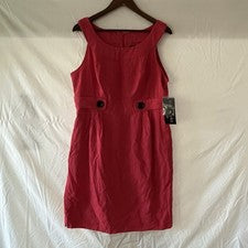 Nuevo con etiquetas Vestido Signiture para mujer sin mangas, plisado diseño bordado talla 14