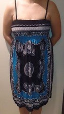 NUEVO Vestido Solero Para Mujer - Estampado AZUL/NEGRO, Correas para el Hombro - Talla Med/LG - XL/XXL