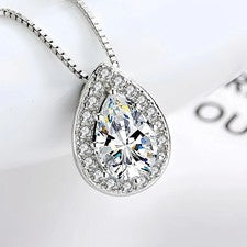 Collar de cadena colgante de gota de agua de plata de ley 925 para mujeres niñas joyas regalo