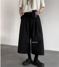 Pantalones holgados harén sueltos de pierna ancha para hombre pantalones informales japoneses estilo callejero