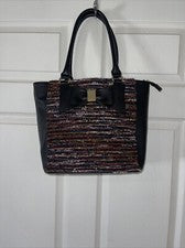 Apt 9 Mujer Brooklyn Arco Cartera Bolso de Mano Bolso de Hombro Negro Bronceado Zig Zag Elegante