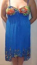 NUEVO Vestido Solero Largo Para Mujer - AZUL Estampado Floral, Correas para el Hombro - Talla Med-XXL