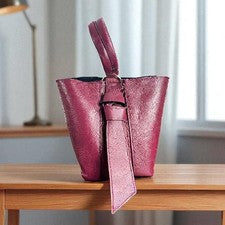 Bolso de Mano Mujer Diseñador Cuero Italiano - Aida Borgoña