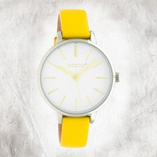 Oozoo Cuero Niños Jóvenes Reloj JR312 Análogo de Cuarzo Pulsera Amarillo Junior
