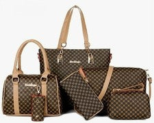 Juego de 6 bolsas grandes de cuero PU estilo vintage con cremallera para mujer