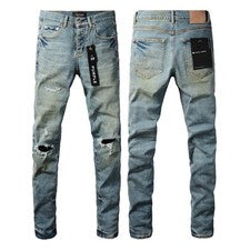 2026 Nuevo Jeans Azul Marca Púrpura Personalidad Hombre Moda Calce Ajustado