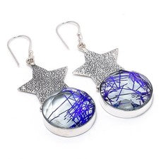 Pendiente de joyería de plata esterlina 925 hecho a mano con piedras...