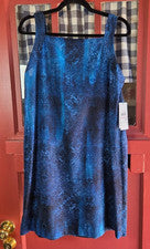 Mini Vestido DKNY Para Mujer Clásico Azul Multicolor Sin Mangas Correa Talla 6 Nuevo Con Etiquetas