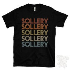 CAMISETA ESTILO RETRO REPETIDA SOLLERY Hombre y Mujer Novedad Genial Nombre Regalo