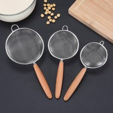 304 Acero Inoxidable para Cuchara de Cocina con Diseño de Ranura y Mango de Madera