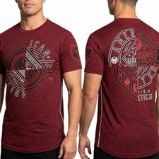 Camiseta AMERICAN FIGHTER Roja Negra Simulada Giro CENTERVILLE Atlética Gráfica Nueva con Etiquetas