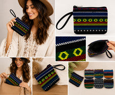 Lote de 6 PIEZAS Para mujeres Bohemio Muñequera Estilo Monedero Llavero Estuche Bolso Cartera