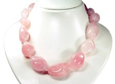 Collar de piedra preciosa cuarzo rosa piedra curativa pepitas muy grandes