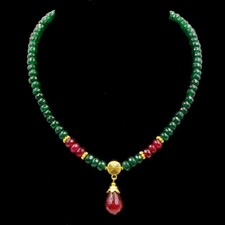 BAILYSBEADS Collar Esmeralda con Colgante Rubí Cadena Elde Collar Mujer NV016