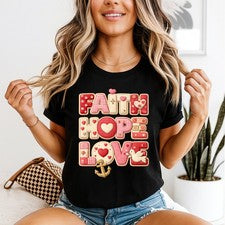 Camiseta Faith Hope Love para mujer estilo ganchillo regalo cristiano para ella